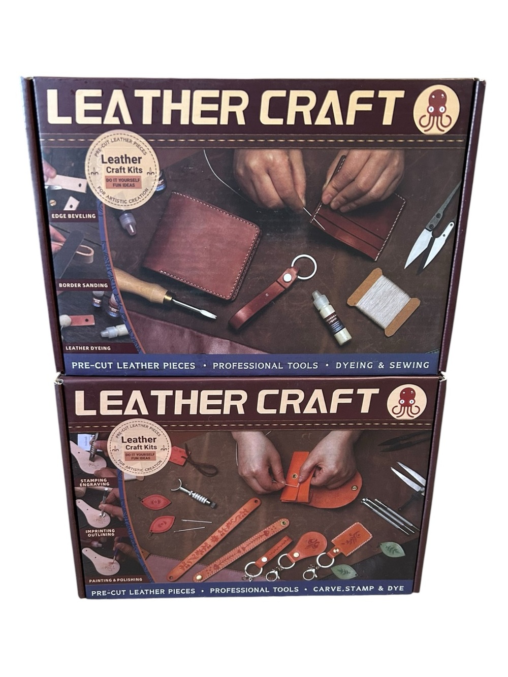 Leather Craft DIY Kit Bundle NEW Sealed Wallet Keychain Tools Set - Picture 2 of 5
